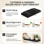 Black Floating Shelves 48Inch Long, 12 Inch Deep Floating Shelves - Image 6