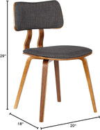 Armen Living Jaguar Mid-Century Dining Chair in Walnut Wood and Charcoal Fabric - Image 2