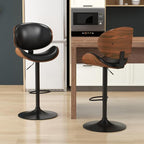 KCC Bar Stools Set of 4, Swivel Adjustable Height Barstools, PU Leather - Image 2
