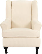 KRFOONN Stretch Wing Chair Slipcovers Jacquard 2 Piece Wingback Chair Covers by KRFOONN