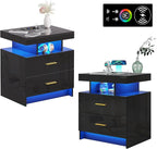 HNEBC Nightstand Set of 2 with Charging Station, Auto LED Night Stand with - Image 10
