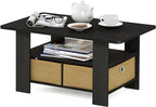 Furinno Coffee Table with Bins, Espresso/Brown by Furinno-FitsYourSpaceFitsYourBudget
