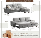 99" Convertible Sleeper Sofa Bed, L Shaped - Image 3