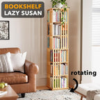 SpaceAid 6 Tier Rotating Bookshelf Tower, Bamboo Spinning Book Shelf, Revolving - Image 4