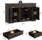 HOSTACK Buffet Cabinet with Drawers, Modern Farmhouse Coffee Bar Station Wood - Image 3