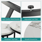 Smuxee White Nesting Coffee Table Set of 2, 23.6" Round Coffee Table Wood Grain - Image 4