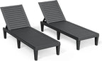 Outdoor Lounge Chairs Set of 2, 5-Position Adjustable Tanning Chairs - Image 2