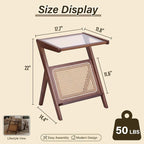Tiita 2 Pack Rattan Side Table, Mid Century Nightstand, Bamboo Accent Bedside - Image 3