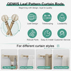 QDWIS Boho Wood Curtain Rods for Windows 72 to 144 inch, Rustic Decorative - Image 6