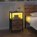 Sthmec Rustic Brown Industrial Nightstand Set of 2, Bedside Table - Image 7