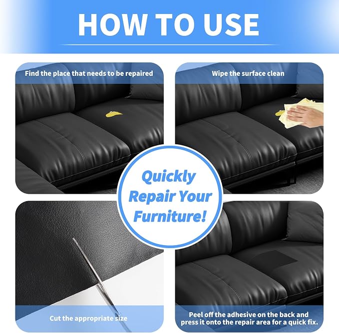 Leather Repair Patches, Self-Adhesive Leather Repair Tape, Stretch Vinyl Repair - Image 4