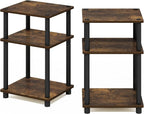 Furinno JUST Side Table Set of 2, 3-Tier Modern End Tables, Open Shelves Night - Image 5