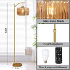 ILLMTW Glass Floor Lamp for Living Room, Dimmable Brass Tall Lamp Amber Flower - Image 5
