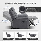 Lexicon Manual Recliner Chair, Polished Microfiber Reclining Sofa Chair - Image 5