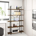 5 Tiers Bookshelf Organizer Industrial Shelf, Modern Open Display Storage - Image 5