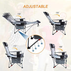 Reclining Camping Chair with Removable Footrest Lounge Chair with Headrest - Image 8