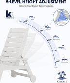 KINGYES HDPE Lounge Chair Outdoor Set of 4, Patio Chaise Lounge Recliner - Image 3