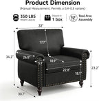 Nailhead Trim Accent Chair, Faux Leahter Mid Century Modern Living Room Arm - Image 9