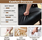 STHOUYN Black Leather Accent Chairs Set of 2, Mid Century Modern Accent Chair - Image 5