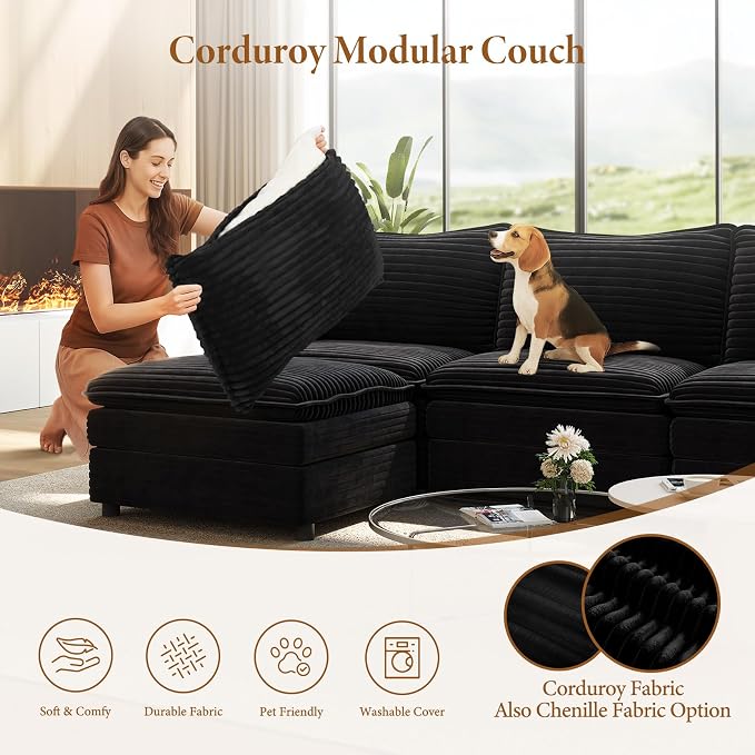 Vesgantti 108" Cloud Couch for Living Room, Deep Seat Sectional Modular Sofa - Image 6