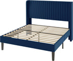 Allewie Full Size Velvet Bed Frame/Vertical Channel Tufted Wingback - Image 9