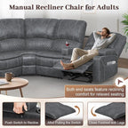 Yolsali Manual Reclining Sectional Sofa Set, 4 Seats Soft Dutch Velvet Recliner - Image 5