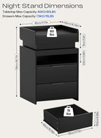 Turosur LED Night Stand with Gun Drawer, Smart Nightstand with Hidden Charging - Image 3