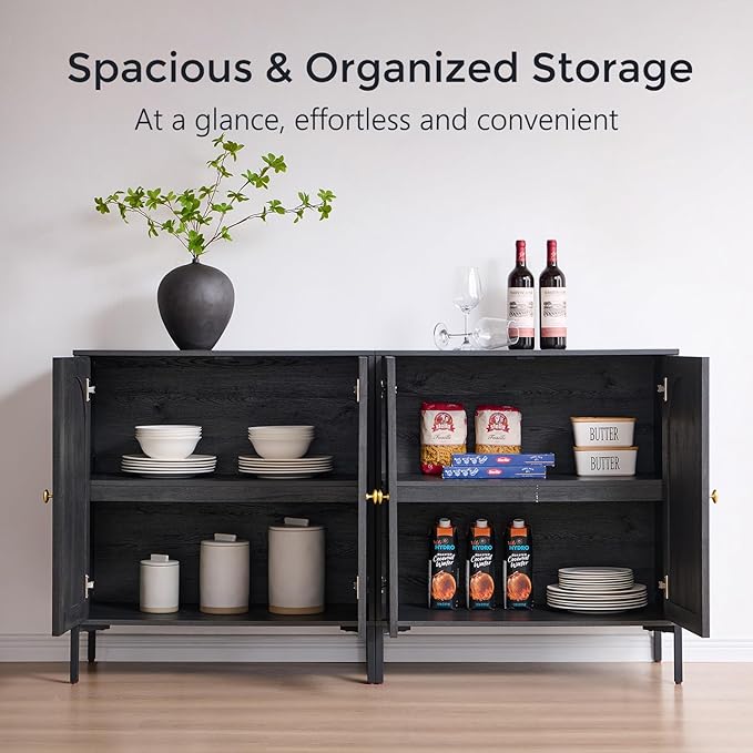 IFBUY Modern Sideboard Buffet Cabinet, 92.63" W Fluted Arched Buffet Cabinet - Image 3
