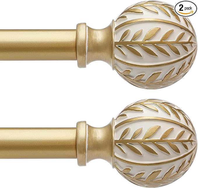 QDWIS 2 Pack Gold Curtain Rods for Windows 48 to 84 inch, Rustic Decorative by Unknown