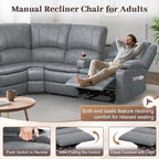Yolsali Manual Reclining Sectional Sofa Set, 5 Seats Soft Leather Recliner - Image 6