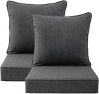 Outdoor Deep Seat & Back Cushion Set, 24 x 24 Inch Water Repellent and Fade by Supflourishia