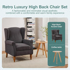 Mid-Century High Wingback Chair Set of 2, Modern Fabric Accent Chair Armchair - Image 5