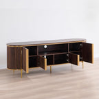 OKD 70" Fluted TV Stand with Storage, Faux Marble Top Entertainment Center - Image 5