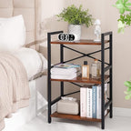 Yoobure Bookshelf Small Book Shelf, Solid Industrial 3 Tier Shelf Bookcase - Image 2