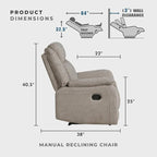 Lexicon Manual Recliner Chair, Polished Microfiber Reclining Sofa Chair - Image 2
