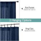 Chyhomenyc Extra Long Navy Blue Semi Sheer Curtains 108 Inches Long 2 Panels Set - Image 4