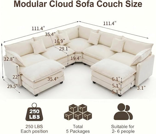 111.4" V-Shaped Corner Couch Sectional - Image 2