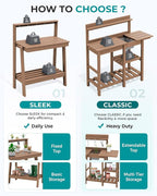 SERWALL Outdoor Potting Bench 2-Piece Set, Rot-Resistant HDPE Potting Table - Image 2