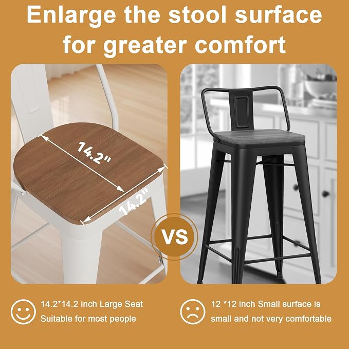 Andeworld Metal Bar Stools Set of 2, 26 inch Counter Height Barstools - Image 4