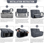 TAOCOCO Recliner Loveseat Slipcover, 6 Pieces Dual Recliner Sofa Covers - Image 6