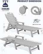 KINGYES HDPE Lounge Chair Outdoor Set of 4, Patio Chaise Lounge Recliner - Image 2