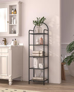 Hzuaneri Bookcase Bookshelf, Tempered Glass Bookshelves, Slim Shelving Unit - Image 8