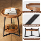 Gadroad Round End Table with Storage Shelf, 2 Tier Farmhouse Side Table - Image 4