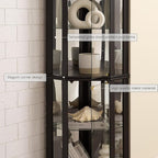 Corner Curio Cabinet, Light Bulb Inclued, Wine Bar China Cabinet - Image 4