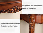 Solid Wood Console Traditional Decorative Furniture Tables, Half Moon Sofa Table - Image 4