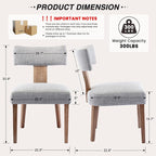 HNY Set of 6 Mid Century Modern Dining Chairs, Farmhouse Linen Fabric - Image 2
