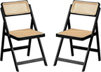 Furlide Rattan Folding Chairs, Modern Mid Century Dining Chairs Set of 2 by Furlide