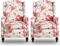 Upholstered Wingback Recliner Chair, Traditional Push Back Recliner by Consofa