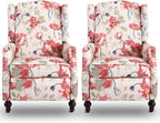 Upholstered Wingback Recliner Chair, Traditional Push Back Recliner by Consofa