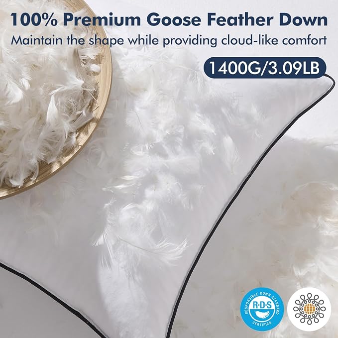 MIULEE Goose Feather Down 14x36 Pillow Insert - Image 2